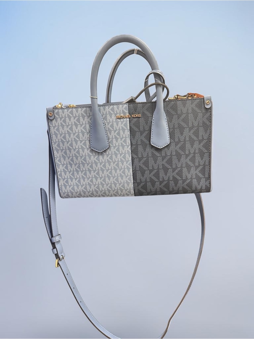 Michael Kors Two-Tone Gray MK Signature Satchel